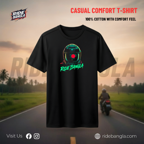 Casual Round Neck T-Shirt - Ride Bangla Helmet