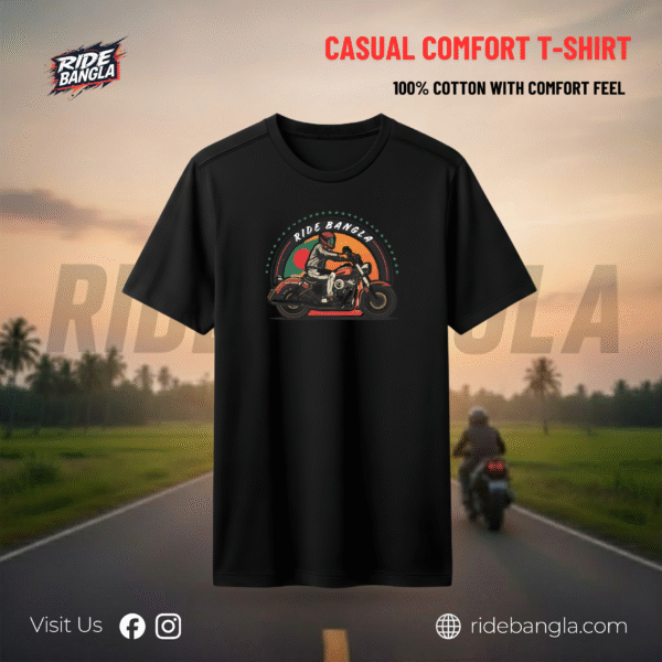Casual Round Neck T-Shirt - Ride Bangla Cruiser Bike