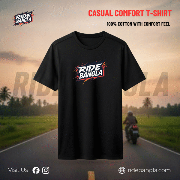 Casual Round Neck T-Shirt - Ride Bangla Logo