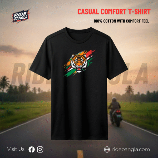 Casual Round Neck T-Shirt - Ride Bangla Tiger